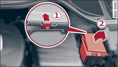 Engine compartment: Releasing cover